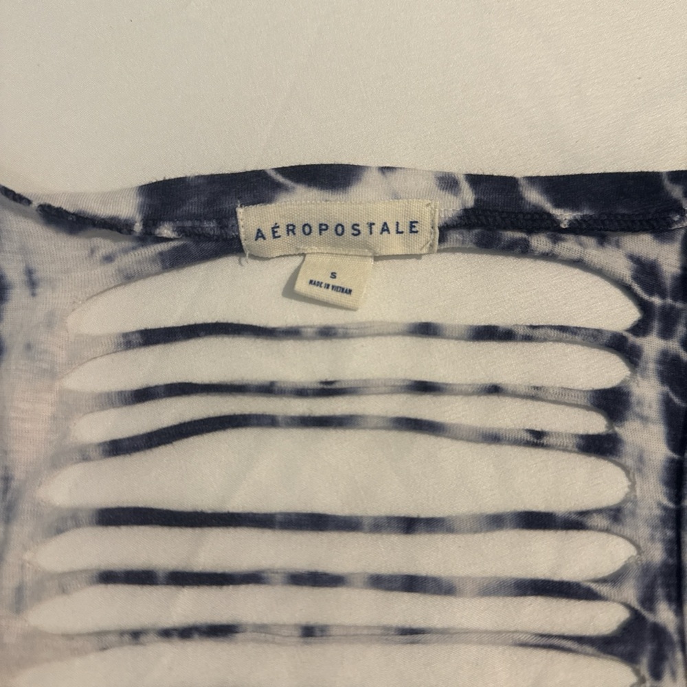 Aeropostale Navy and White Cutout Tank Top - Picture 2 of 3